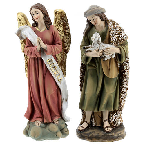 Classic Nativity of 21 cm average height, painted resin, set of 11 4