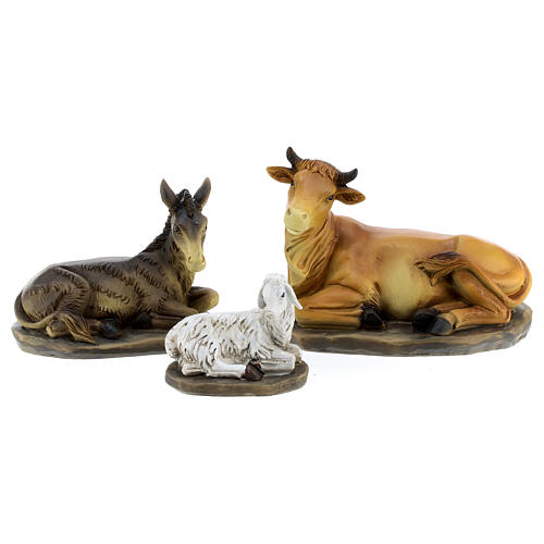 Classic Nativity of 21 cm average height, painted resin, set of 11 5