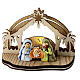 Nativity Scene with 4 cm characters, wood setting and lights 10x15x5 cm s1
