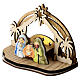 Nativity Scene with 4 cm characters, wood setting and lights 10x15x5 cm s2