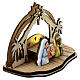 Nativity Scene with 4 cm characters, wood setting and lights 10x15x5 cm s3