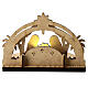 Nativity Scene with 4 cm characters, wood setting and lights 10x15x5 cm s4