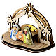 Scena Natività legno con luce 10x15x5 cm statue 4 cm s2