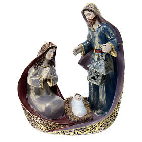 Modern Holy Family nativity scene in resin 15x15x5 cm