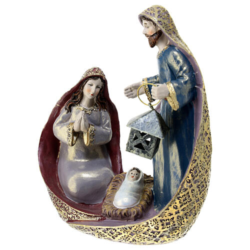Modern Holy Family nativity scene in resin 15x15x5 cm 2