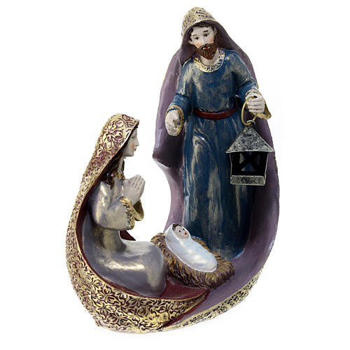 Modern Holy Family nativity scene in resin 15x15x5 cm 3