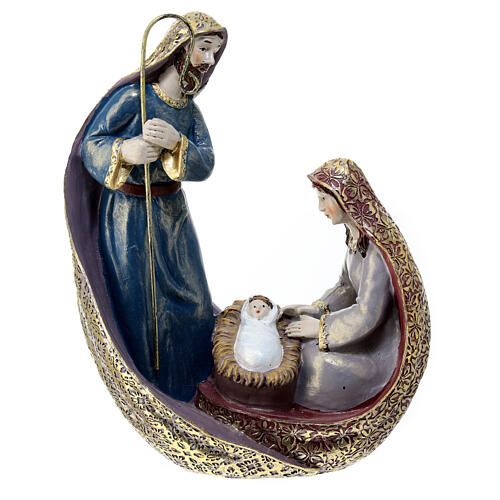 Holy Family nativity scene colored resin 20x15x10 cm modern 1