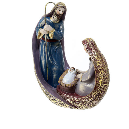 Holy Family nativity scene colored resin 20x15x10 cm modern 2