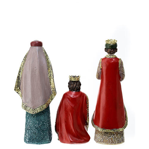 Krippenset Krippe und Heilige Drei Könige aus farbigem Harz, 20 cm 5