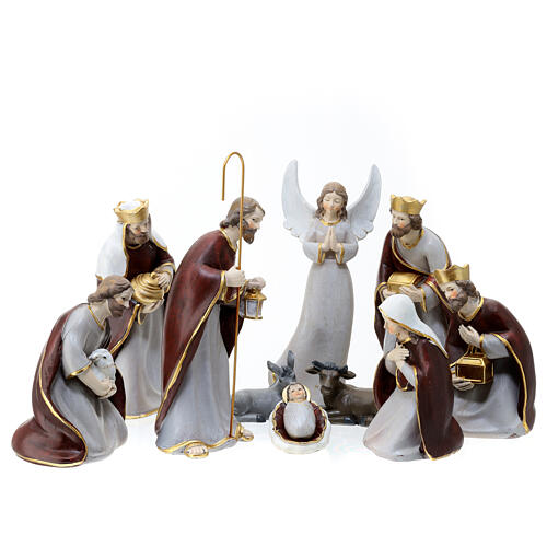 Nativity Scene of 20 cm, colourful resin, set of 10 1