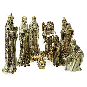Nativity Scene of 24 cm, golden resin, set of 10