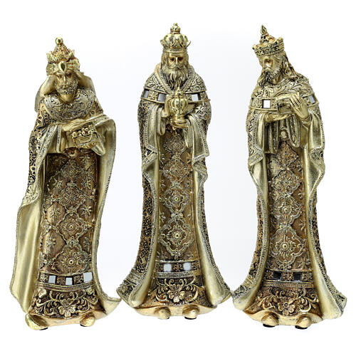 Nativity Scene of 24 cm, golden resin, set of 10 3