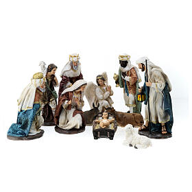 Nativity Scene of 30 cm, resin and fabric, set of 11