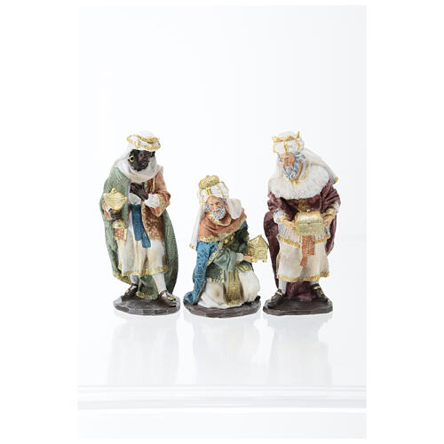 Complete Nativity set 30 cm 11 pcs resin and fabric 4