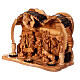Cabane boîte à musique avec crèche complète bois d'olivier Bethléem 20x30x15 cm s3