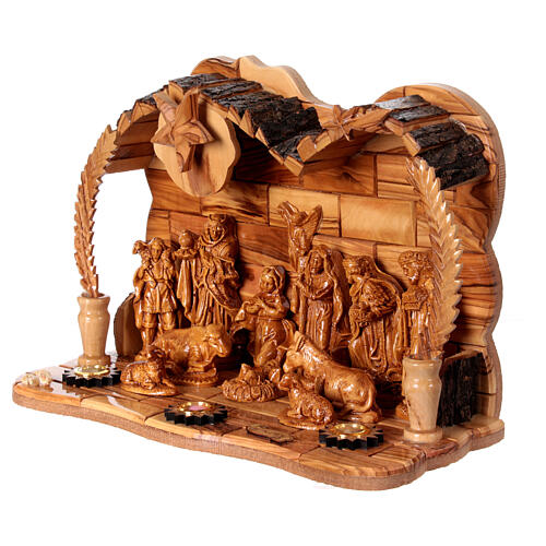 Complete Nativity Scene with music box complete olive wood Bethlehem, 20x30x15 cm 3