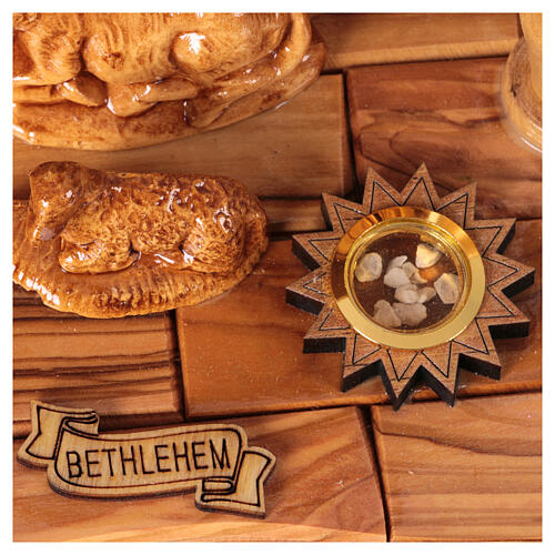 Complete Nativity Scene with music box complete olive wood Bethlehem, 20x30x15 cm 4