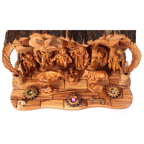 Complete Nativity Scene with music box complete olive wood Bethlehem, 20x30x15 cm 6