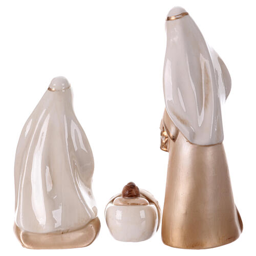 Belén porcelana pintada blanco oro rosa 11 estatuas 16 cm 6