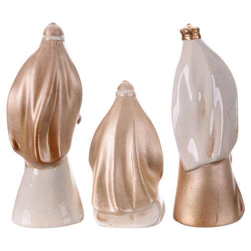 Belén porcelana pintada blanco oro rosa 11 estatuas 16 cm 7