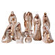 Porcelain nativity scene set painted white gold powder 11 statues 16 cm s1