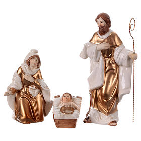 White and old gold porcelain Nativity Scene, set of 11 statues of 18 cm