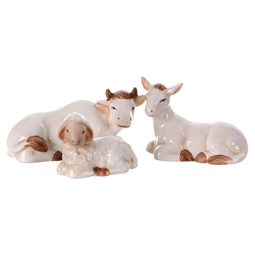 White and old gold porcelain Nativity Scene, set of 11 statues of 18 cm 5