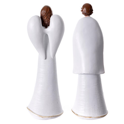 Belén cabaña estilizada 20 cm resina blanca 11 figuras 8