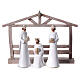 Crèche cabane stylisée 20 cm résine blanche 11 figurines s3