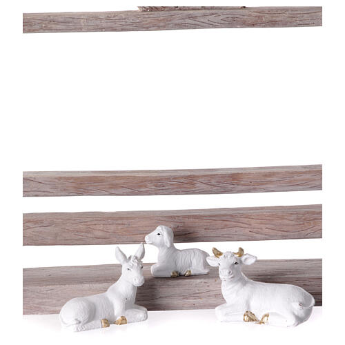 Stylized stable nativity scene 20 cm white resin 11 characters a 5