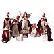 Porcelain nativity scene painted red white 20 cm 11 statues s1
