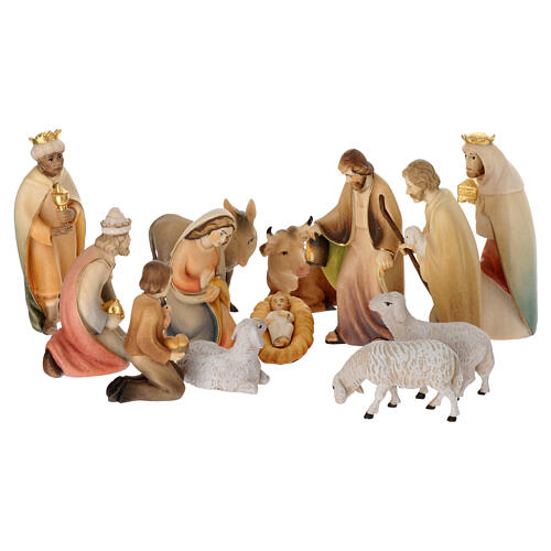 Crèche bois érable Val Gardena Rudolf 13 pcs 9 cm 1