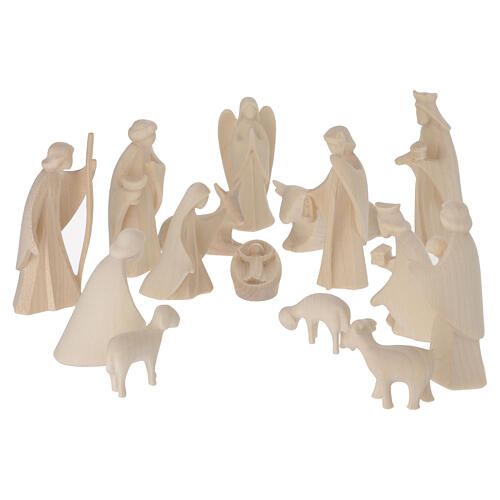 Aram Nativity Scene of 7 cm, set of 17, Val Gardena natural wood 1