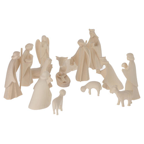 Aram Nativity Scene of 7 cm, set of 17, Val Gardena natural wood 5