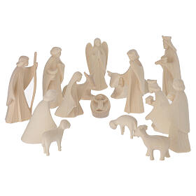 Complete nativity Aram 17 pcs 7 cm natural Valgardena wood