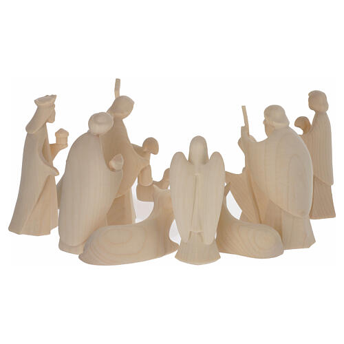 Aram Nativity Scene of Val Gardena natural wood, 17 pieces of 10 cm 10