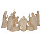 Aram Nativity Scene of Val Gardena natural wood, 17 pieces of 10 cm s10