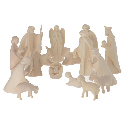 Crèche Aram bois naturel Val Gardena 17 pcs 10 cm 1