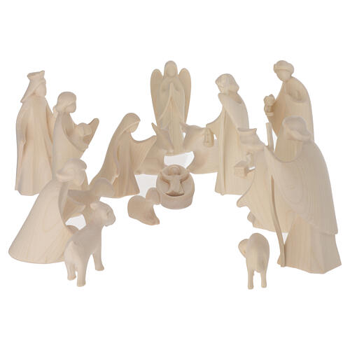 Crèche Val Gardena Aram 17 pcs bois naturel h 13 cm 1