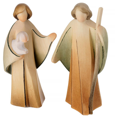 Val Gardena Nativity Scene, 17 painted figurines of 13 cm, "Aram" collection 7