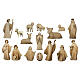 Complete Aram Nativity Scene of 17 pieces, bicoloured patinated wood of Val Gardena, 10 cm s1