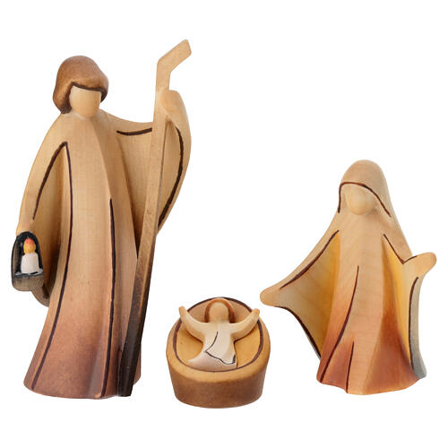 Crèche complète 17 pcs Aram bois coloré Val Gardena 10 cm 2