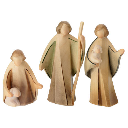 Crèche complète 17 pcs Aram bois coloré Val Gardena 10 cm 4