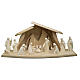 Crèche complète bois naturel Val Gardena Aram 17 pcs 10 cm s1