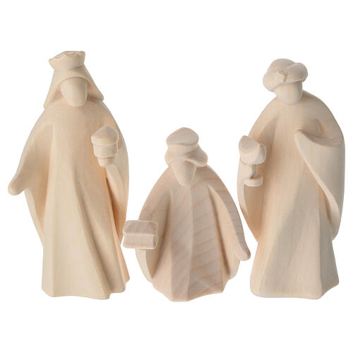Nativity Scene complete set, 17 figurines of 13 cm, natural wood of Val Gardena, Aram collection 3