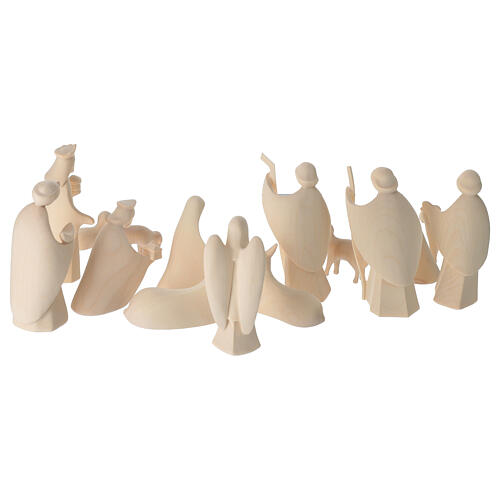 Nativity Scene complete set, 17 figurines of 13 cm, natural wood of Val Gardena, Aram collection 6