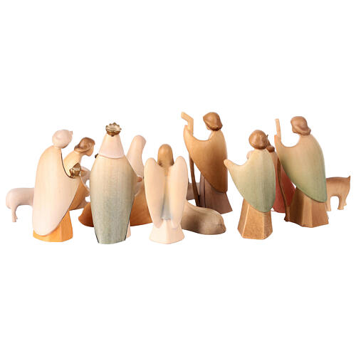 Complete nativity scene 7 cm Aram colored Val Gardena 17 pieces 7