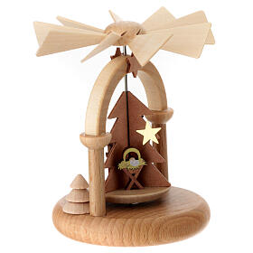 Spinning Christmas pyramid with the Holy Family, Val Gardena wood, 10 cm