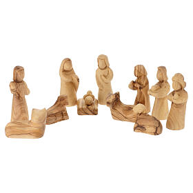 Olivewood trunk stable with 8 cm Nativity Scene, Bethlehem