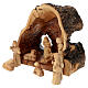 Olivewood trunk stable with 8 cm Nativity Scene, Bethlehem s4